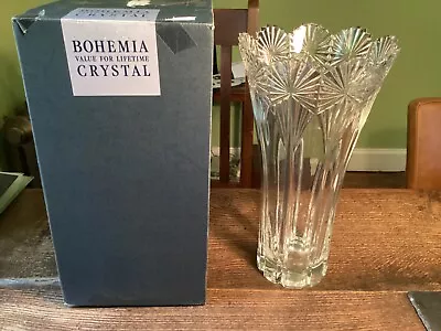 Buy Vintage Art Deco Style , Bohemia Lead Crystal Glass Vase -13 1/2 Inches Tall • 15£