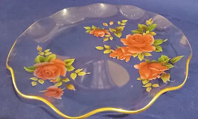 Buy Vintage Chance Glass Sovereign Rose Design Shallow Bowl • 10£