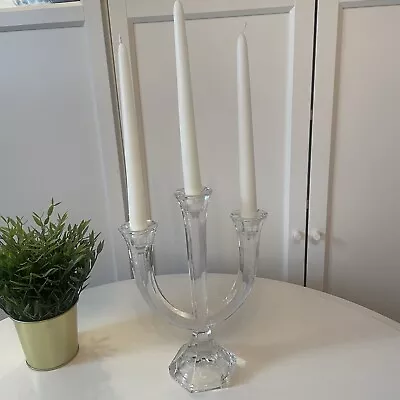 Buy Clear Cut Glass Heavy Crystal 3 Arm Candle Holder German Contemporary • 63.75£