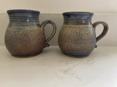 Buy 2 X St. Agnes Pottery Mugs Vintage Handmade Blue Sea Sand Beach Pair Gift Vgc • 27.49£