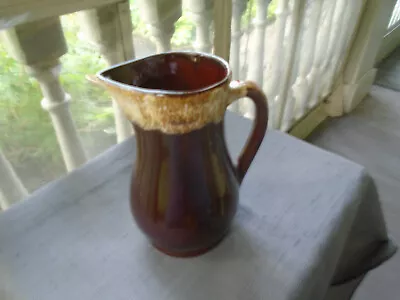Buy Vintage Roseville Pottery Brown Pitcher Drip Glaze USA Farmhouse Cottage Decor  • 12.38£
