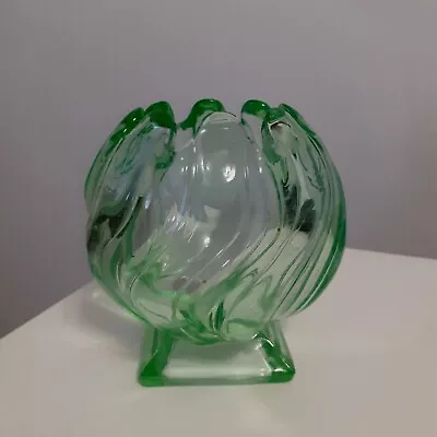 Buy Vintage🔥 Art Deco 1930s Green Glass Bagley Equinox Small Bowl Vase • 18.99£
