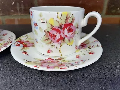 Buy Set Of 2 Cath Kidston Rose Cups & Saucers Exclusively By Queens Porcelain China • 18.49£