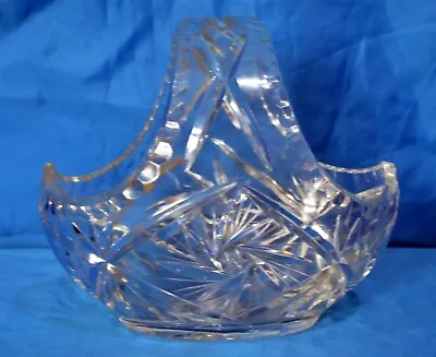 Buy Czech Bohemian Cut Glass Crystal Basket Shaped Large Bowl. Pinwheel And Star. • 10£
