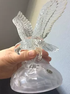 Buy Large 24%Lead Crystal D'Arques Glass Eagle Bird Figurine Ornament W/Frosted Base • 20£