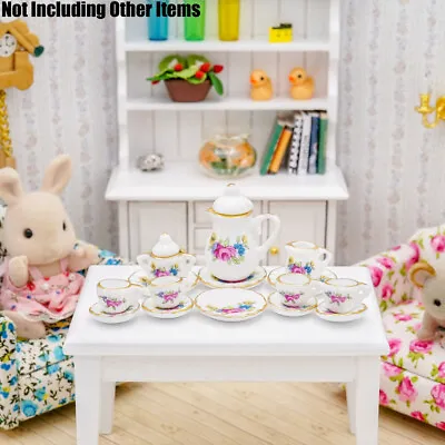 Buy 15PCS Porcelain Tea Set 1:12 Dollhouse China Ceramic Coffee Cup Miniature Decor • 6.83£