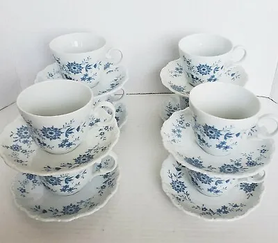 Buy Selmann Weiden W.Germany Christina Porcelain Bavarian Blue Cup & Saucer Lot Of 8 • 43.22£