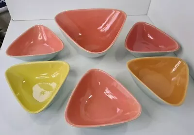 Buy 6x Vintage 1950s Langley Denby Pottery Triangle Bowls • 40£