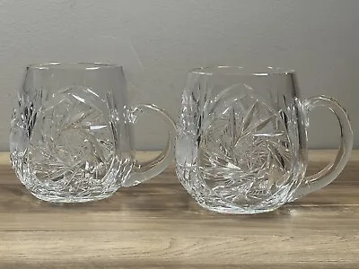 Buy 2 Crystal Beer Mugs Hand Cut Formal Dining Glassware Pekalla Poland Starburst • 33.63£
