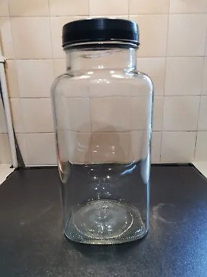 Buy Vintage Glass Sweet Shop Jar With Black Plastic Lid 31 Cm • 24£