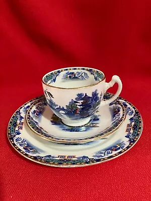Buy C 1927 Salisbury Crown China Hand Painted Tea Trio #7  Willow  Pattern #5976 • 28.44£