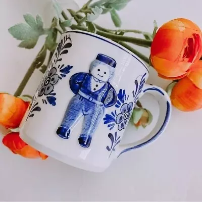Buy Set Of 2 Vintage 1984 Delft Blue Hand Painted Boy Coffee Cup Mugs. New • 28.46£