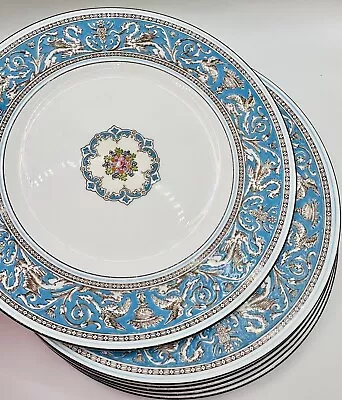 Buy Set Of 6 Wedgwood England Florentine Turquoise W2714 Dinner Plates 10 3/4 • 81.63£