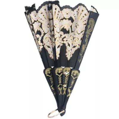 Buy Black Spanish Style Wedding Lace Silk Folding Hand Held Flower Fan • 5.89£