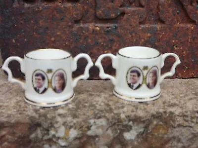 Buy 1986 Wedding Of Prince Andrew PAIR Small Miniature China Loving Cups With Photos • 9.99£