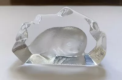 Buy Vintager, Swedish, Mats Jonasson, Seal Pup Crystal Paperweight Scupture • 25£