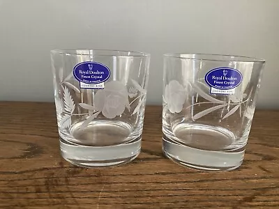 Buy Vintage Royal Doulton Finest Crystal Country Rose Glasses ~ Whisky Glass X 2 • 9.75£