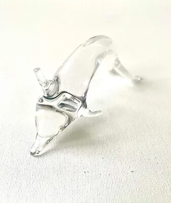 Buy Smooth Blown Glass Dolphin Ornament Clear Very Elegant Unmarked Excellent Shape • 10£