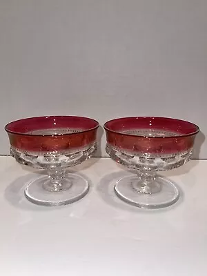 Buy 2 Kings Crown Ruby Red Flash Thumbprint Taper Candle Holders • 12.32£