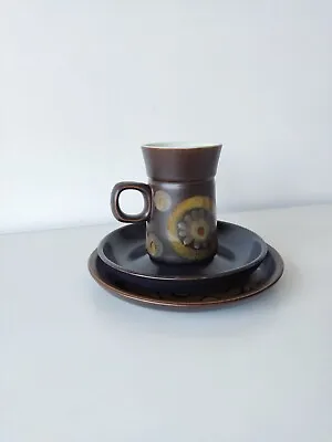 Buy Vintage Denby Arabesque Brown Floral Tea Coffee Cup Saucer Plate Set  • 11.98£
