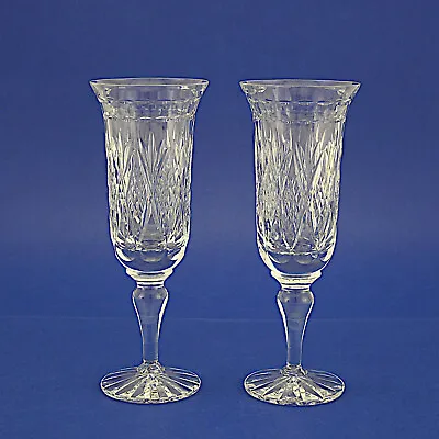 Buy Two Cut Crystal Champagne Flutes/Glasses - 19.5cm/7.75  High • 9.99£