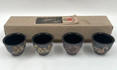 Buy Tenmoku Pottery Malaysia Handicraft Set Of 4 Small Tea Cups Boxed T2750 C3603 • 14.99£