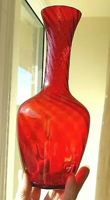 Buy Ruby Red  To Orangina .Swirl Vase. Whitefriars ? 10 Inches • 18£