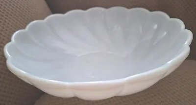 Buy Vtg 9 Round Milk Glass Serving Bowl Scalloped Rim Swirl Design Decorative Bottom • 11.99£