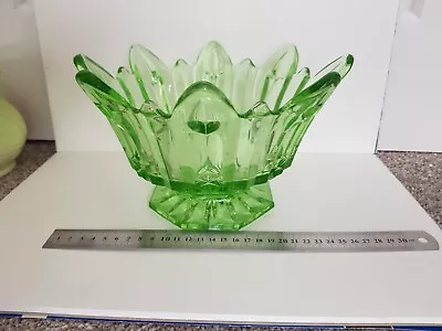 Buy Vintage Retro Green Glass Footed Bowl Fruit/Serving • 10£