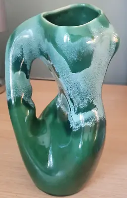Buy Kad Yad Israeli Studio Mid Century 82 Green Vase With Handle 24cm • 19.99£