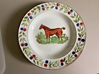Buy Charming Prattware Nursery Plate Of A Horse Circa 1820, With Pretty Embossed Rim • 75£