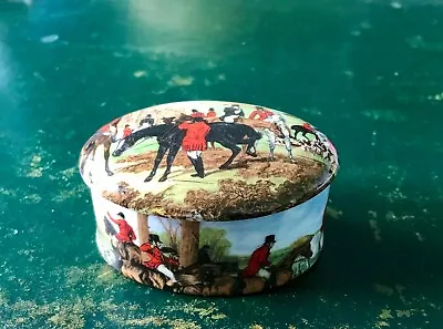 Buy Object D'art Trinket Box Staffordshire Porcelain Hunting Scene • 14£