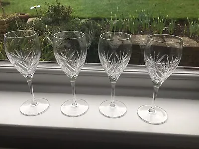 Buy 4 X Royal Doulton Cut Glass Lead Crystal Wine Glasses Good Used Condition  • 12£
