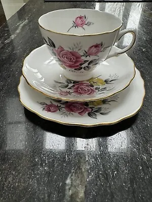 Buy Royal Vale Bone China Pink And Yellow Roses Teacup, Saucer And Tea Plate • 5.99£
