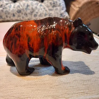 Buy Vintage Canadian Pottery Black + Red Drip Glaze Ceramic Bear Ornament Manitoba • 14£