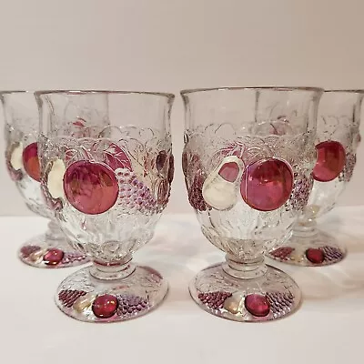 Buy Della Robbia Footed Tumbler 8 Oz Flashed Westmoreland Glass 4 3/4   Set Of 4 • 29.40£