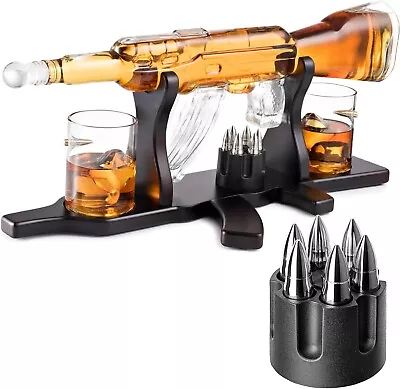 Buy Bullet Cup AK47 Gun Shape High-End Glass Whisky Decanter • 81.62£
