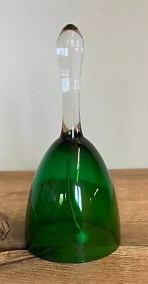 Buy Vintage Studio Art Glass Decorative Hand Bell Green & Clear 15.5cm Tall • 4.99£