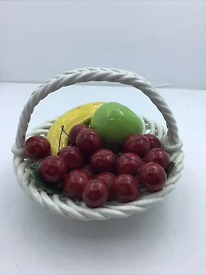 Buy Bassano Italy Ceramic White Woven Fruit Basket Cherries Banana Apple • 22.77£