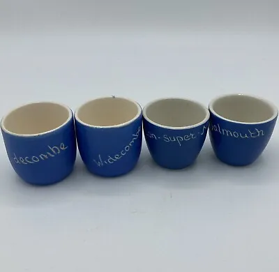 Buy 4 Vintage Blue And White Egg Cups - Devonmoor Pottery? • 15£