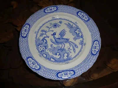 Buy British Anchor Pottery Dinner Plate Exotic Bird Circa 1890 Blue And White • 19.99£