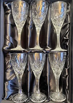 Buy 6 Royal Doulton Crystal Georgian Pattern Wine Hock Glasses Stemware 7.5  • 33£