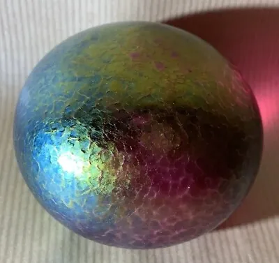 Buy Large Vintage Heron Glass Textured Iridescent Paperweight. • 17£