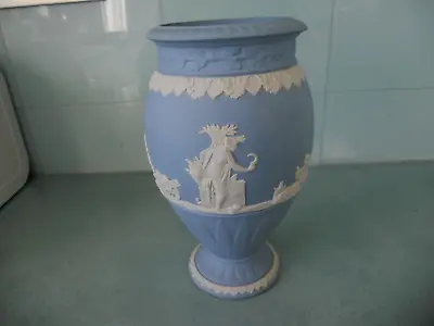 Buy Vintage Wedgwood Jasperware Large 8  Blue Vase - Bountiful Design - Imperfect • 34.95£