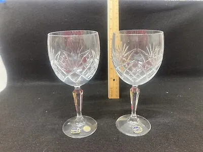 Buy (85) Pair Bohemian Czech Republic Vintage Cut 7 1/8” High Crystal Wine Goblets • 23.62£