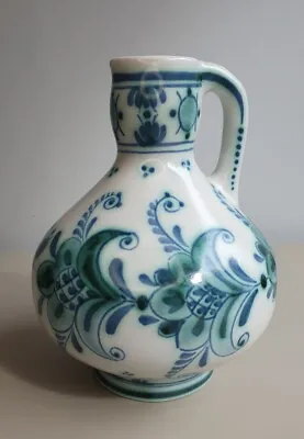 Buy Royal Delft Vase / Jug In Very Rare Green Floral Design Dutch Delft Handpainted • 120£