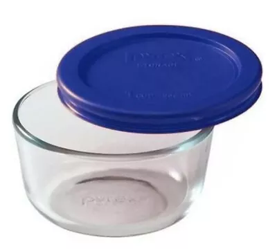 Buy Pyrex 7202 1 Cup Clear Round Glass Food Storage Bowl W/ 7202-PC Dark Blue Lid • 12.48£