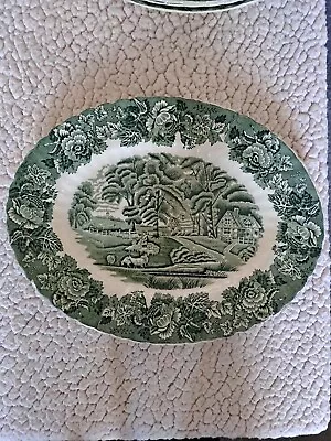 Buy Set Of 6 Woods Ware Green And White Oval Dinner Plates Titledenglis Scenery • 24£