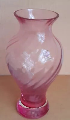 Buy CAITHNESS Cranberry Pink Swirl Glass Urn Shaped Vase With Sticker - 25 Cm Tall • 12.90£