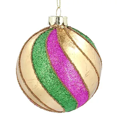Buy Gisela Graham  Multi Coloured Spiral Design Christmas Bauble • 5.99£